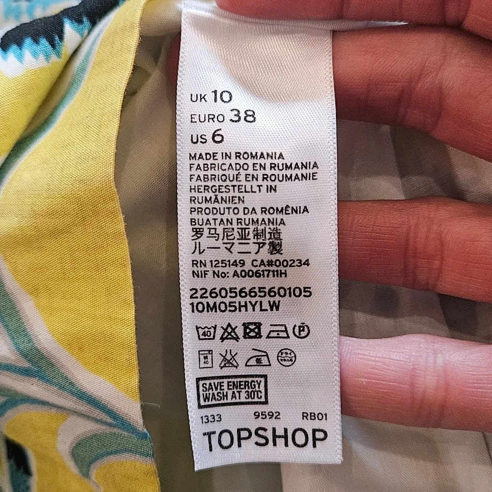 Topshop Mini Dress Size 6 Yellow NEW Floral Halter Cross Front Sundress Mod 60s